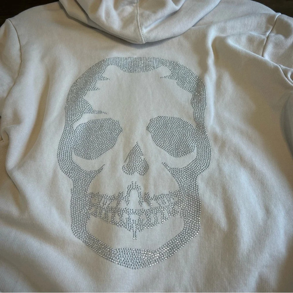 Zadig & Voltaire Comfy Skull Strass Zip Up Sweater Hoodie Bling Stud Rhinestone - Picture 4 of 13